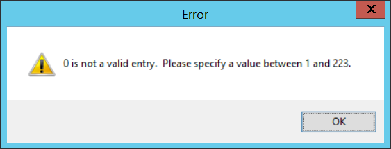 0 is not a valid entry.