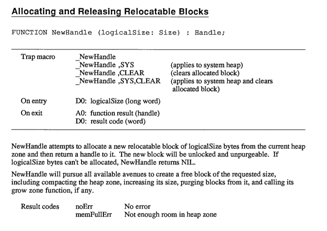 NewHandle, Inside Macintosh